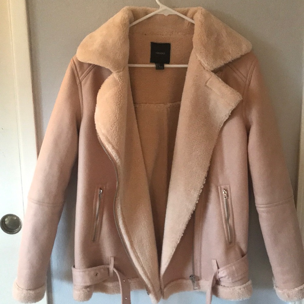 Faux suede and shearling coat